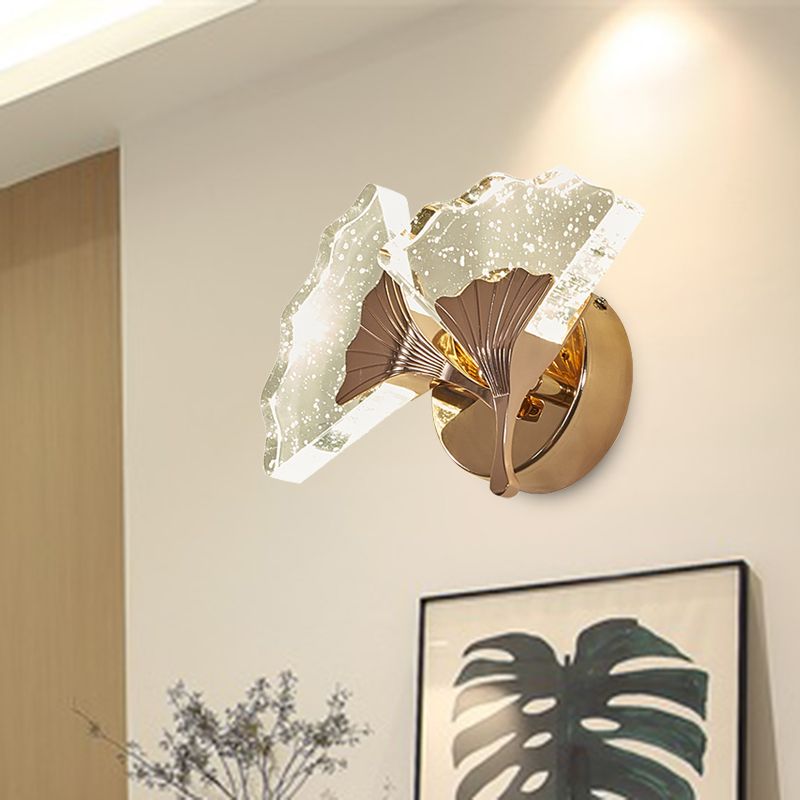 Ginkgo Bedroom Wall Sconce Light Vintage Bubble Crystal 1/2 Heads Gold LED Wall Lighting in Warm/White Light