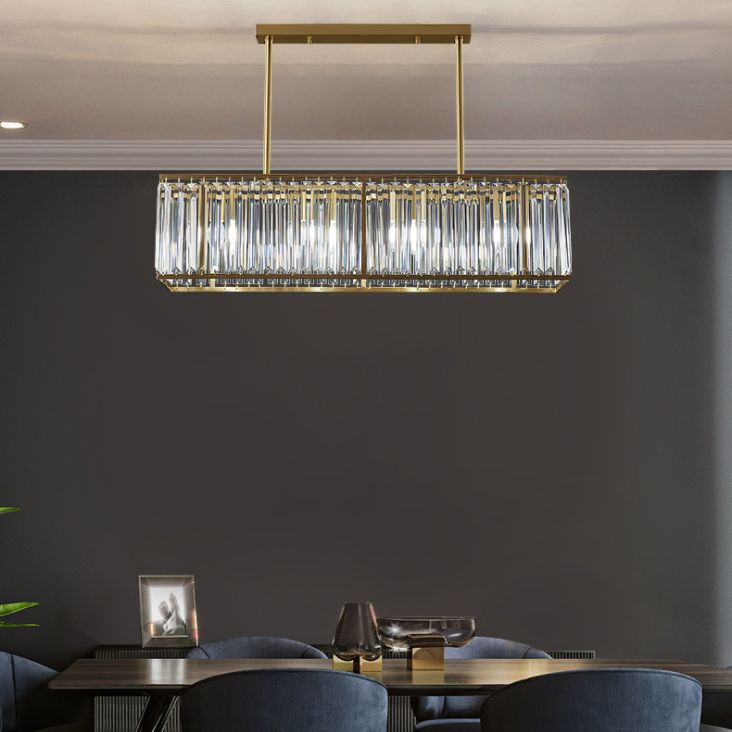 Luci del lampadario dell'isola rettangolare Simplicità K9 Fissature del lampadario cristallino per tavolo da pranzo