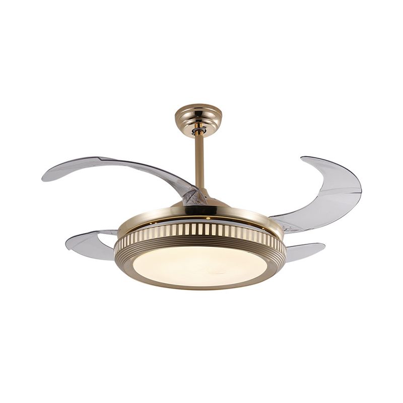 Metall Gold/White Semi Flush Circle LED 42 "breit zeitgenössische 4 Klingen Hängende Lüfterbeleuchtung, Fernbedienung/Frequenzumwandlung und Fernbedienung