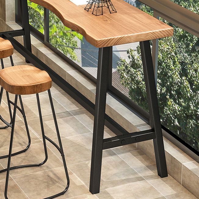 Brown Modern Style Specialty Bar Table Wood and Iron Coffee Shop Bar Table