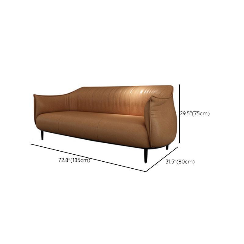 Contemporary Leather Standard Sofa Square Arm Tight Back Sofa