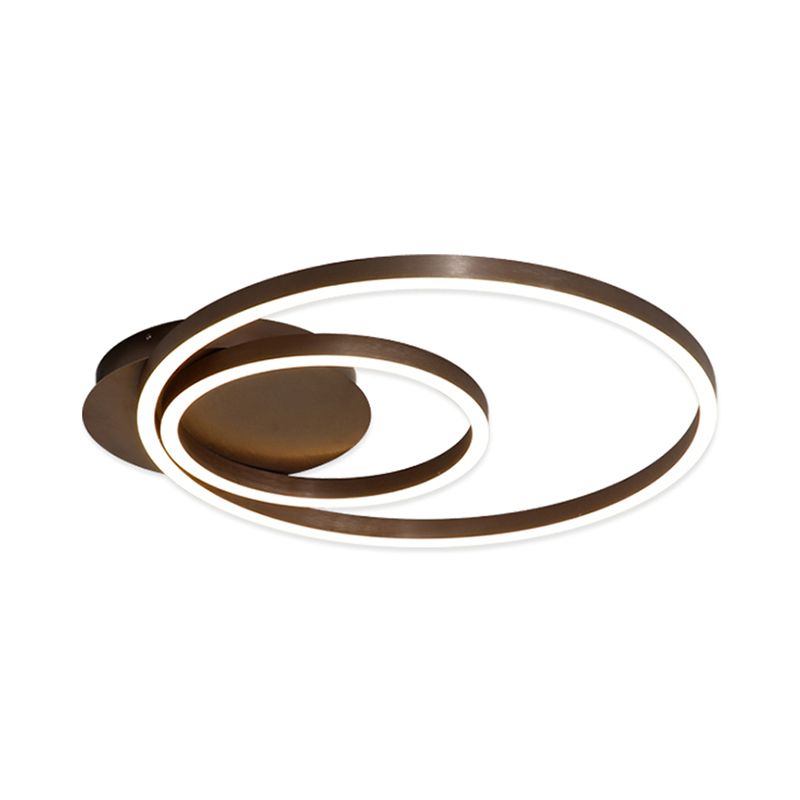 Zwart/bruin 1/2/3-ring semi-inbouwlicht eigentijds LED acryl plafondgemonteerd armatuur in warm/wit/natuurlijk licht, 16,5"/19,5"/23,5" breed