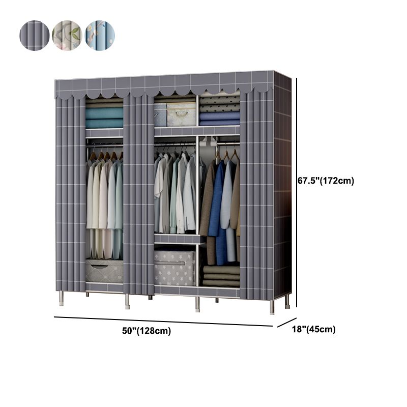 Modern Style Bedroom Wardrobe Metal Wardrobe Closet with Shelves