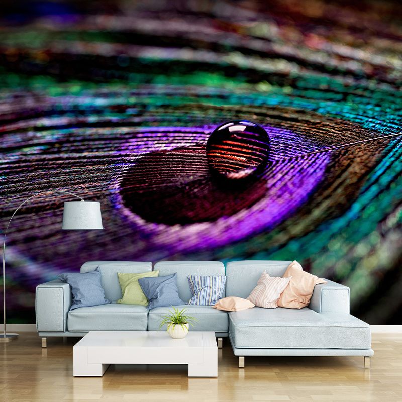 Extra Large Peacock Feather Mural Mildew Resistant Wall Art for Home Decor