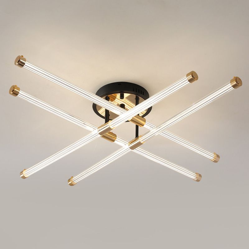 Sputnik noir et or Sputnik Montage semi-choux dans la simplicité moderne Métal monture à chasse d'eau intérieure avec tube acrylique