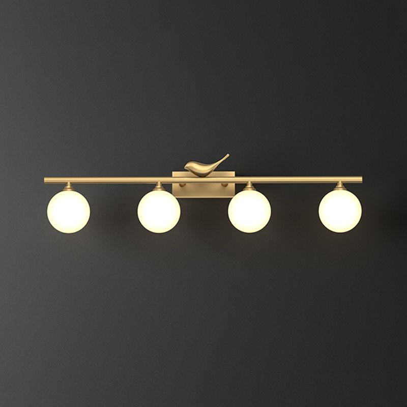 Glass Ball Shape Mirror Wall Light Modern Multi Lights Mirror Wall Sconce Lighting in Gold