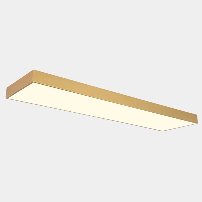 Rectangular Wood Flush Mount 1-Light Modern Ceiling Light Fixture for Office