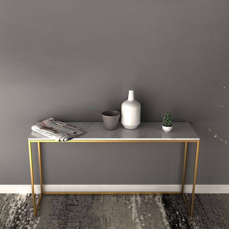Glam Marble Iron Rectangle Sofa Table Stain Resistant Frame Console Table