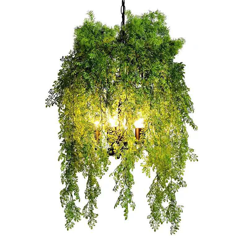 4 lampadine sospensione a gabbia Luce retrò vegetale metallico lampadario per il ristorante