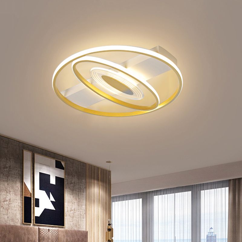 16.5"/20.5" W Geometric Flush Mount Lamp Minimal Metal LED Bedroom Ceiling Light Fixture in Gold