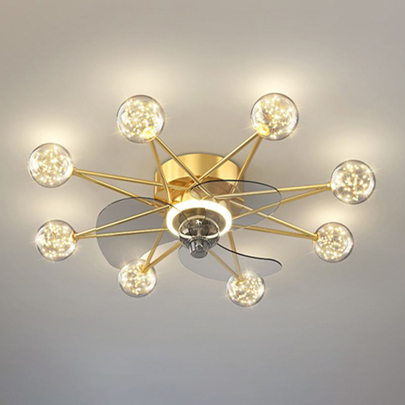 Kids Style Spherical Ceiling Fan Lights Metal LED Flush Lights for Bedroom