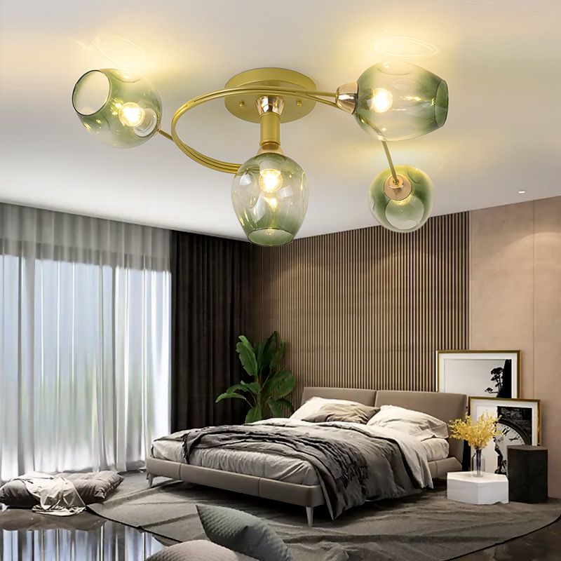 Plafonnier tulipe en verre transparent, plafonnier semi-encastré de style moderne pour salon