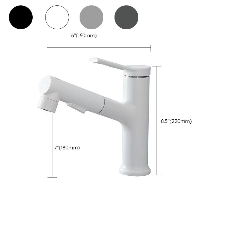 Modern Vessel Sink Faucet Copper 1-Handle Low Arc Retractable Vessel Faucet for Bathroom