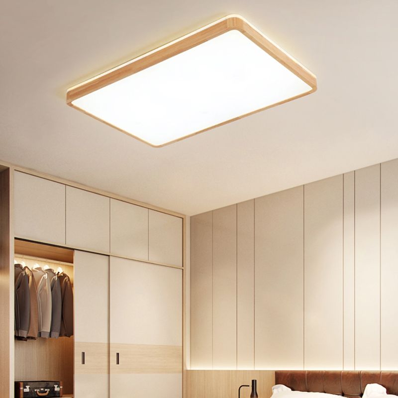 LED Flush Ceiling Light Fixtures with Acrylic Shade Wooden Flush Mount Ceiling Fixture