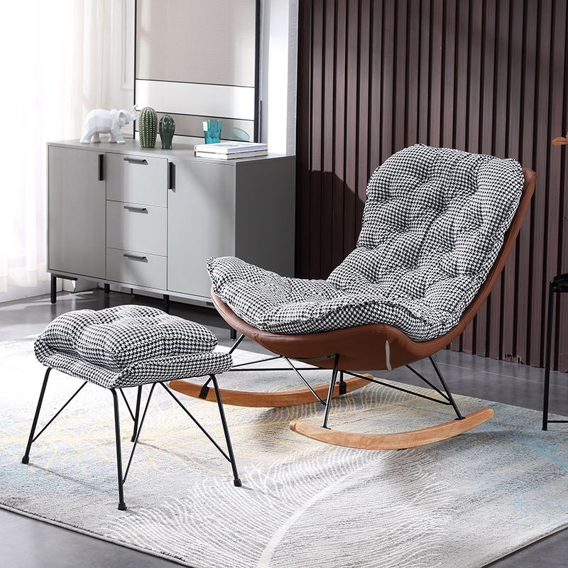 Living Room Luxury Leisure Chair Wood Frame Base Relaxing Lazy Rocking Chairs