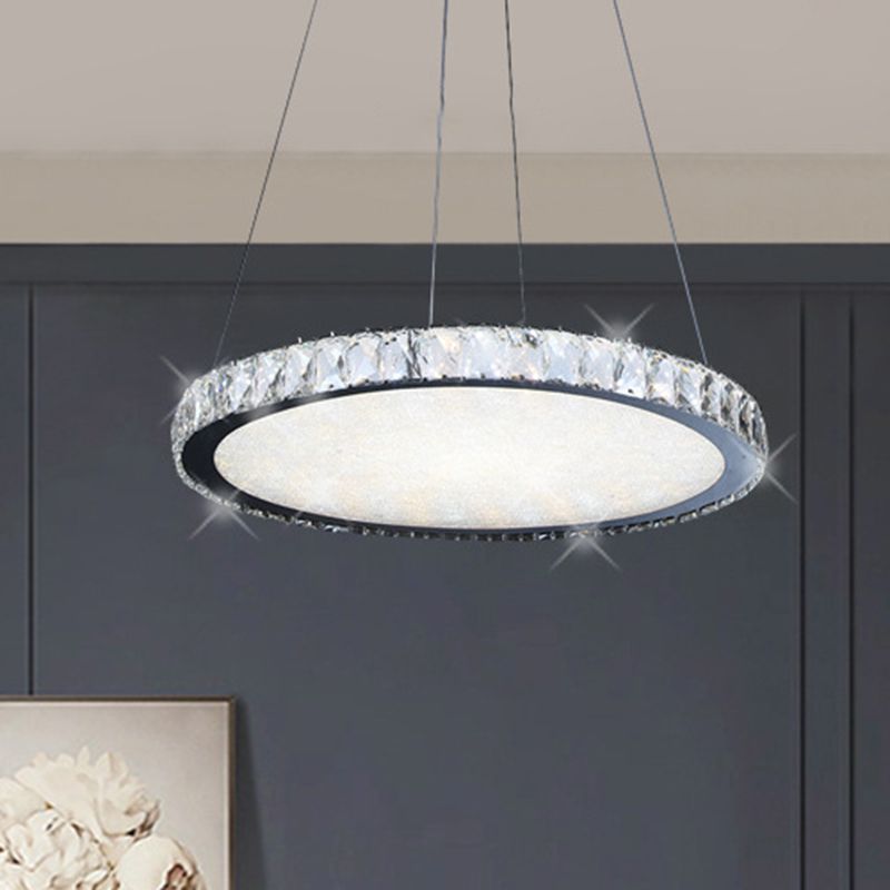 Accesorio de iluminación de araña redonda de cristal LED contemporáneo de níquel LED Luz de techo