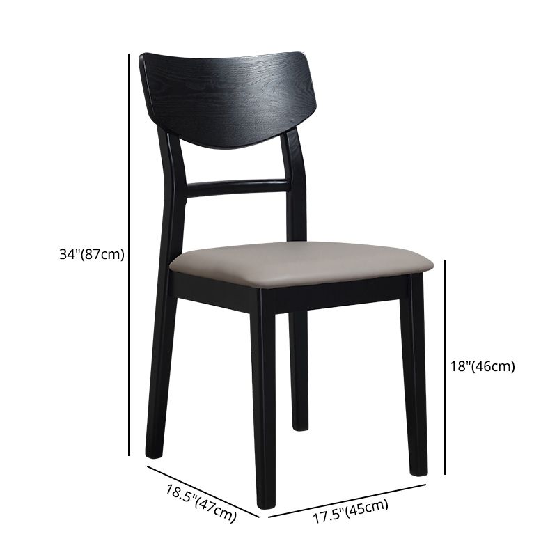 Industrial Ash Open Side Chair Matte Finish Upholstered Dining Chair with Black Legs
