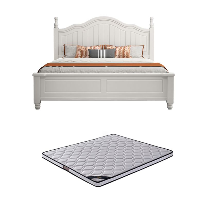 Contemporary Wooden Arched Standard Bed, Panel Headboard Bed