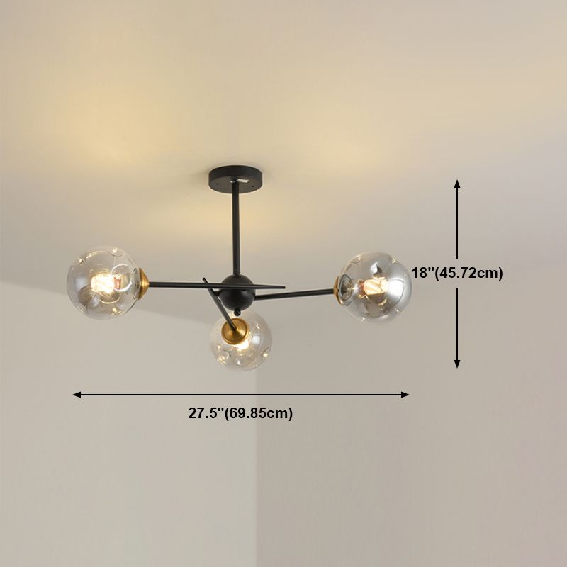 Modern Style Chandelier Light Fixture Globe Shape Glass Hanging Light for Living Room