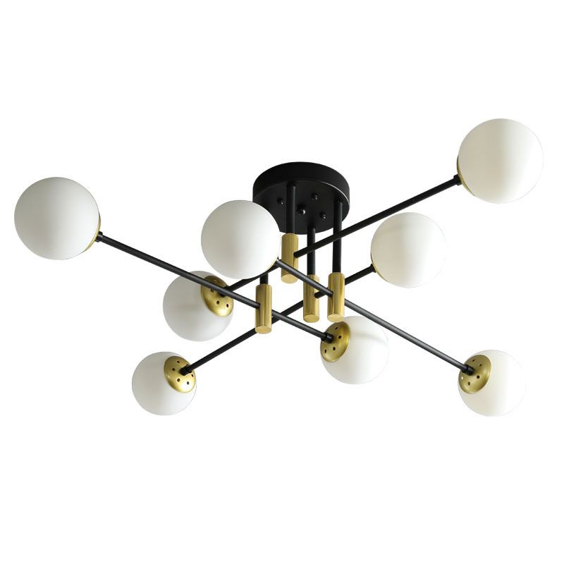 Plafondlamp in Scandinavische stijl, ronde glazen inbouwplafondlamp voor slaapkamer