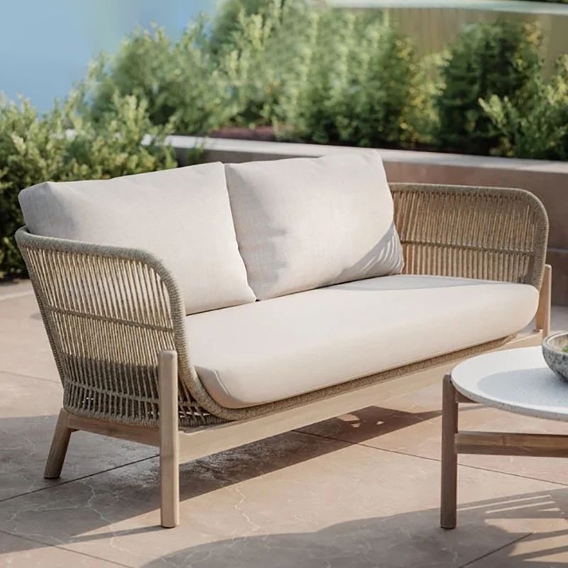 Tropical Style Outdoor Sofa Water Proof Tuxedo Arm Loveseat for Courtyard