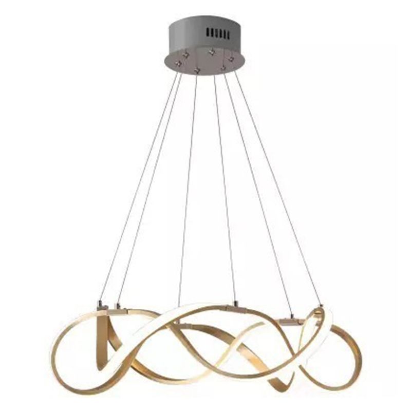 Metal Twisting Pendant Lighting Fixture Simplicity LED Gold Chandelier Lamp for Dinning Room
