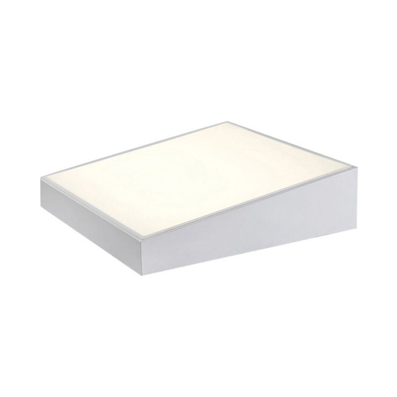 16"/19.5" Wide Contemporary Led Flush Lighting with Metal Shade White/Black Trapezoid Flush Mount Light in White/Warm Light