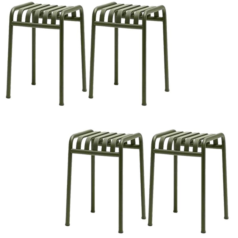 Industrial Metal Outdoor Bistro Chairs Open Back Dining Chairs in Green