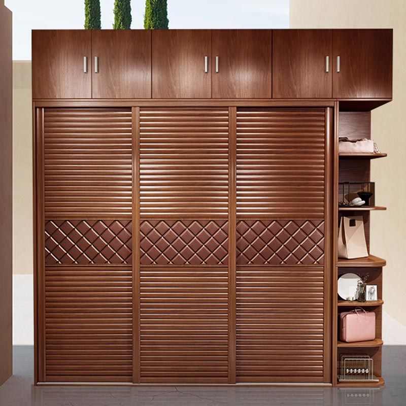 Bedroom Wardrobe Storage Cabinet Artificial Wood Modern - Armoire with Shelves