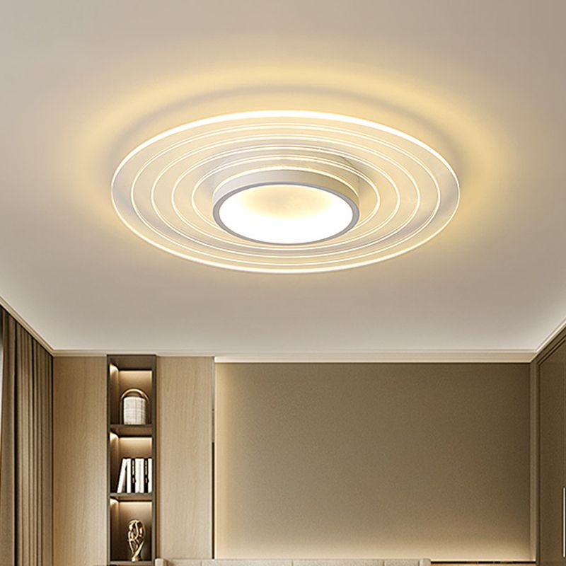 White Ultra-Thin Disk Flushmount Simple 16.5"/20.5"/24.5" W LED Acrylic Flush Lighting in Warm/White Light for Bedroom