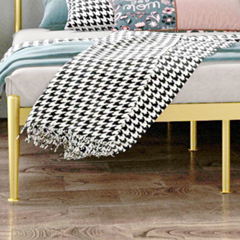 Glam Iron Headboard Bed with Open-Frame and Metal Legs Bed 47.24"