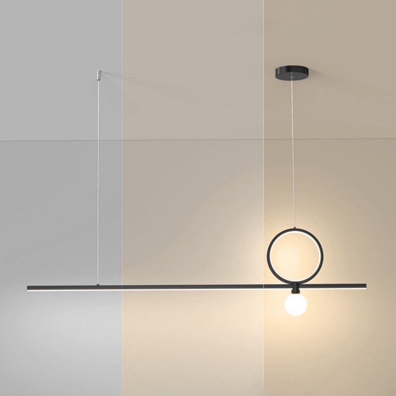 Linear Shape Metal Island Chandelier Modern Style 3 Lights Island Ceiling Light