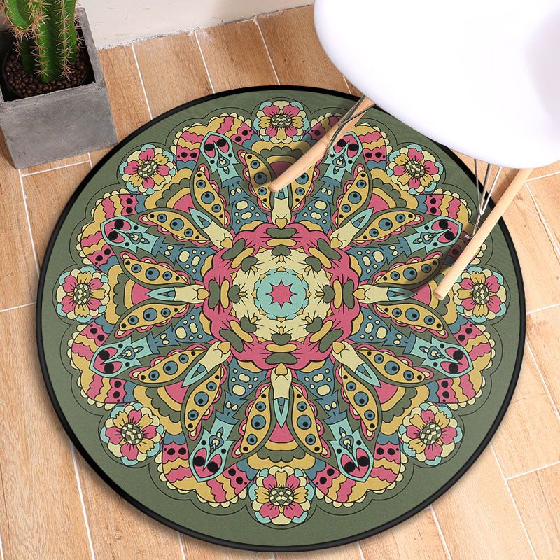 Turkish Blooming Flower Rug Multicolored Polypropylene Rug Machine Washable Pet Friendly Non-Slip Backing Area Rug for Door