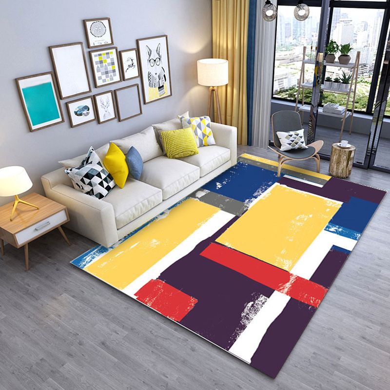 Modern Indoor Rug Ink Painting Rug Non-Slip Backing Area Carpet for Living Room