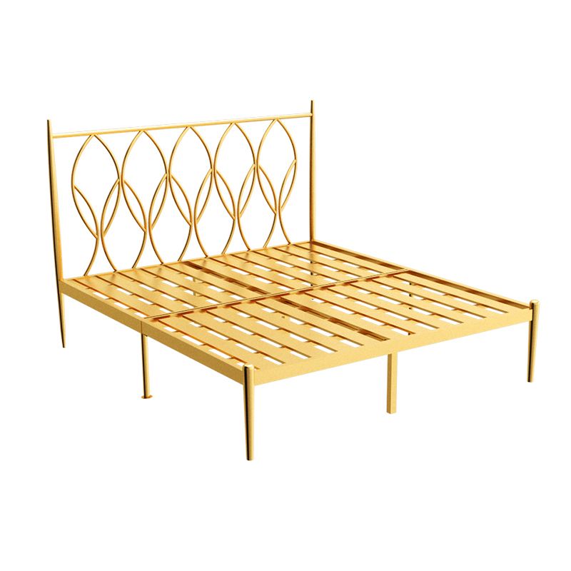 47" Tall Open-Frame Bed Glam Metallic Standard Bed with Headboard