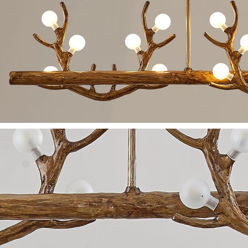 Industrial Multi Head Kitchen Island Fixture Resin and Glass Ceiling Pendant Lighting