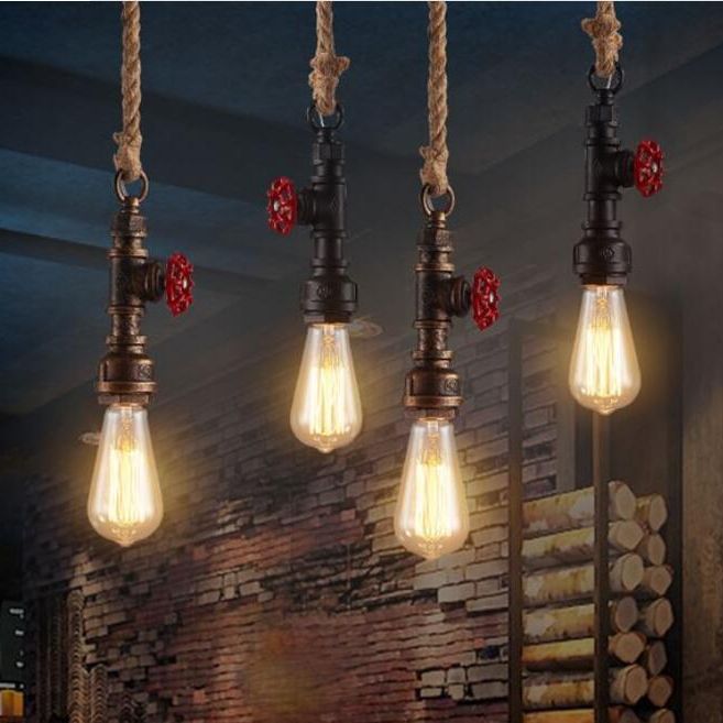 Metal Pendant Ceiling Light Water Pipe Antiqued Down Lighting Pendant for Restaurant