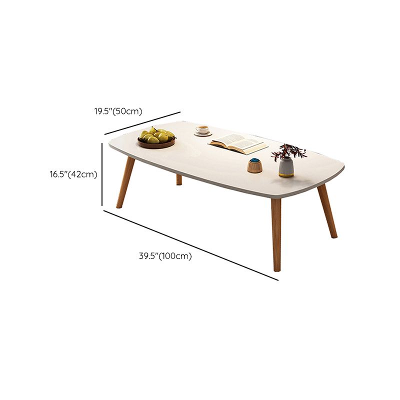 Modern Wood Cocktail Table 4 Legs Coffee Table with Storage Shelf