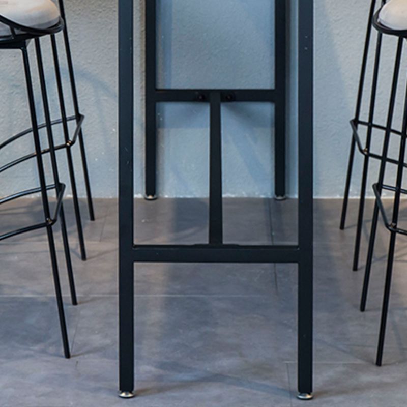 Modern Style Bar Table Faux Marble Fixed Bistro Bar Desk with Footrest