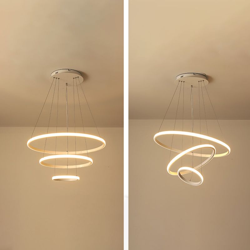 Modern Chandelier Lights Multiple Rings Hanging Ceiling Lights Metal Chain Chandelier