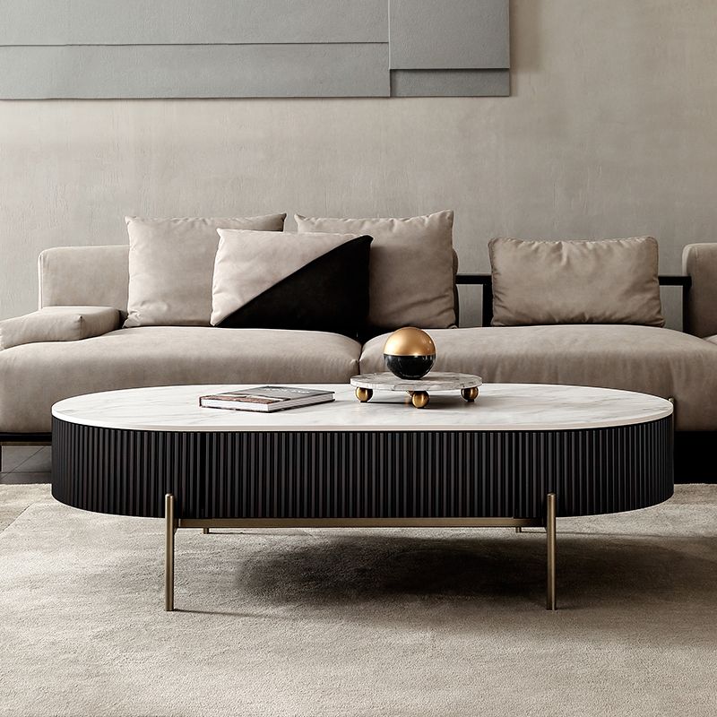 Modern Style Round White Black Metal Four-legged Coffee Table