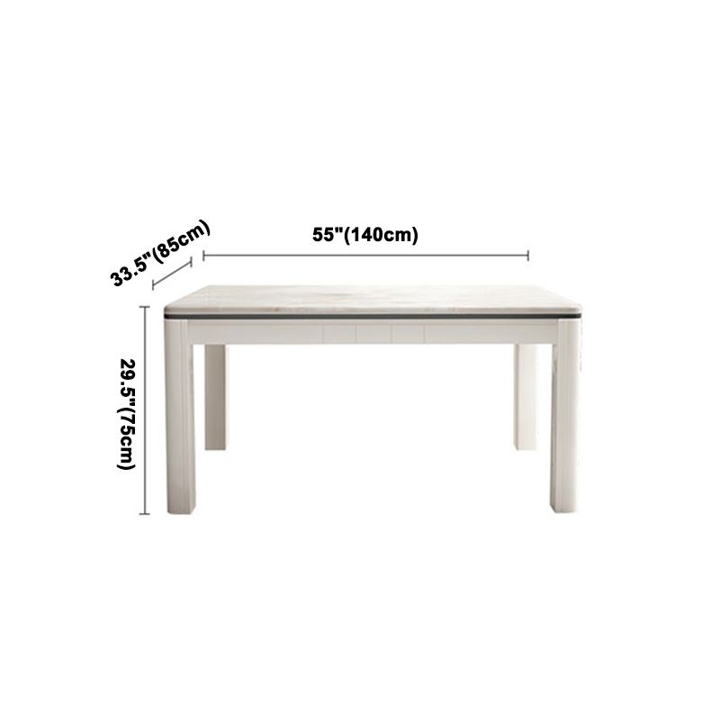 Mesa de comedor de mármol de estilo mediados de siglo, mesa rectangular con base de madera de 4 patas para el hogar