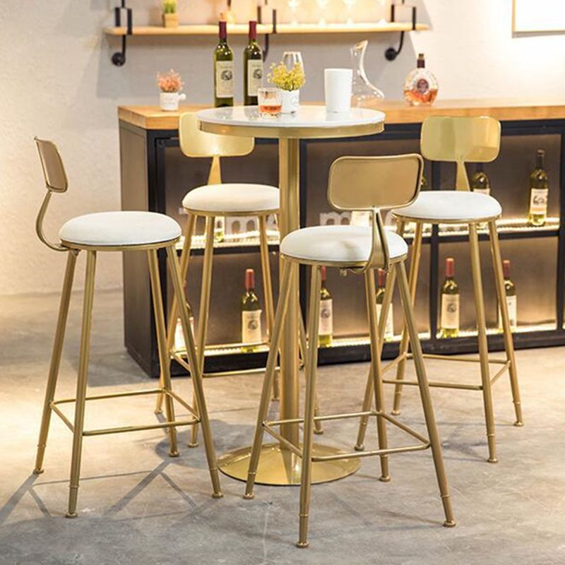 Nordic Style Backrest Counter Stool Iron Cafe Bar Stool with Cushion and Pedal