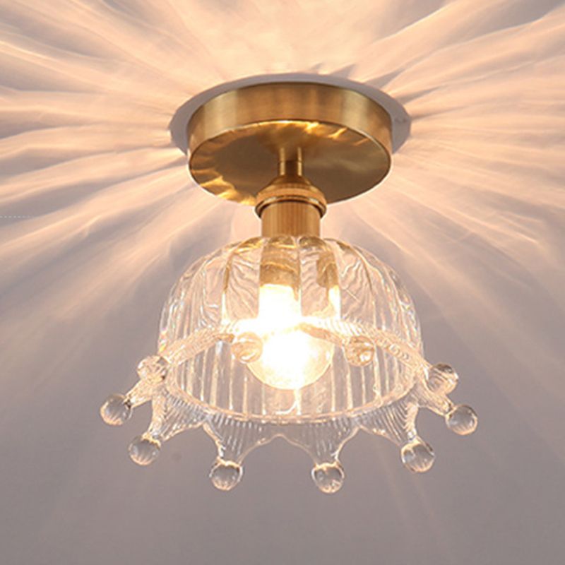 Modern Ceiling Mount Light 1-Light Ceiling Light with Glass Shade for Bedroom