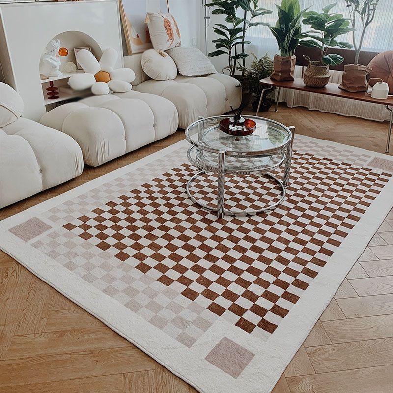 Modern Style Lattice Rug Synthetic Carpet Pet Friendly Stain Resistant Rug for Bedroom