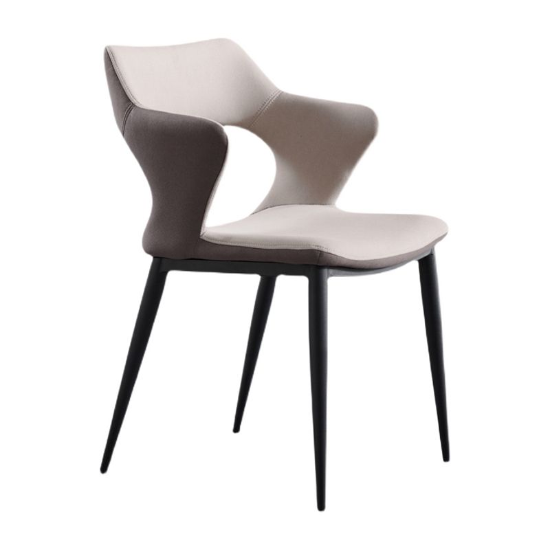 Industrial Dining Room Side Chairs Faux Leather Arm Open Chair for Kitchen