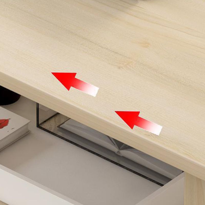 Modern Rectangle Coffee Table with Storage Shelf and 4 Wooden Legs