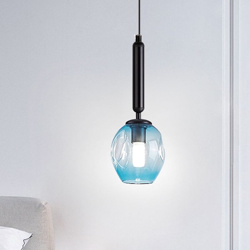 TULIP LEVILLE LEVILLAGE BLUE / FUMET GREN GREY VREILLE DIMPLE 1 LUMIÈRE LAMPE MODERNIST PRENDANT LE PRENDANT EN NOIR / OR