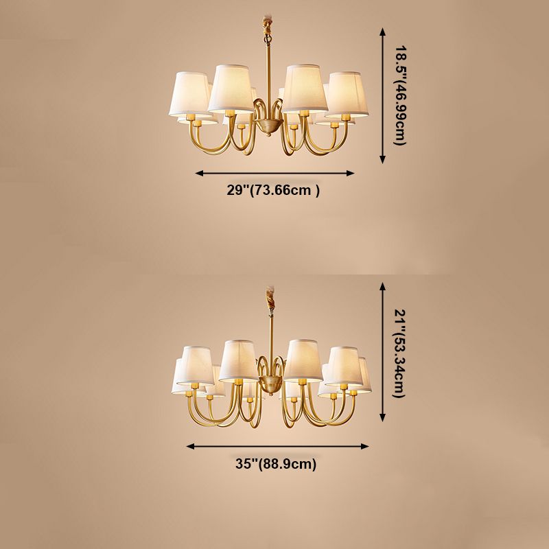 Multi-Head Chandelier Lighting Fixtures American Style Chandelier Pendant Light with Fabric Shade