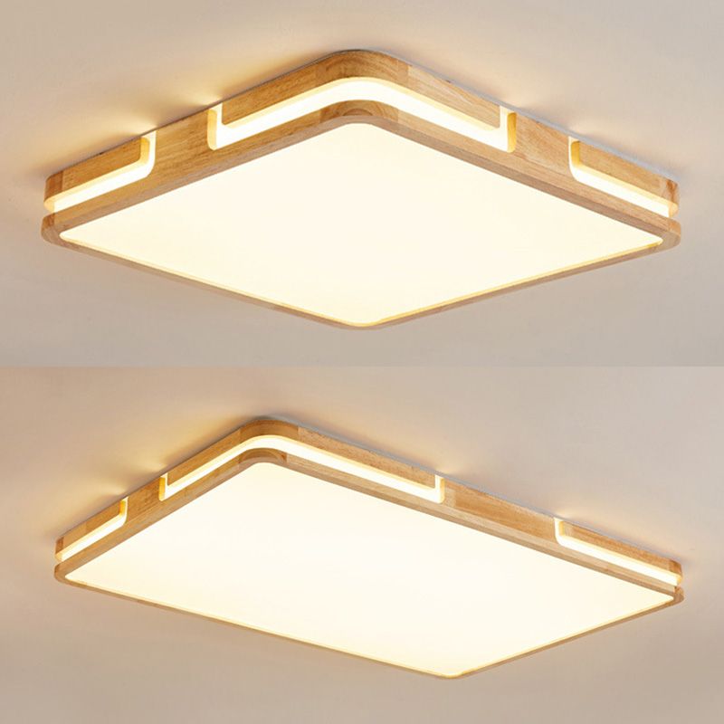 Plafoniere quadrate da incasso con arte del legno per soggiorno